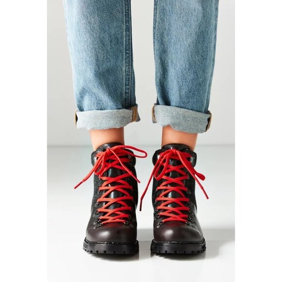 Woolrich Rockies Women's Brown Leather Dark Gray Wool Hiking Boots Sz 9.5 2908 - Picture 2 of 16